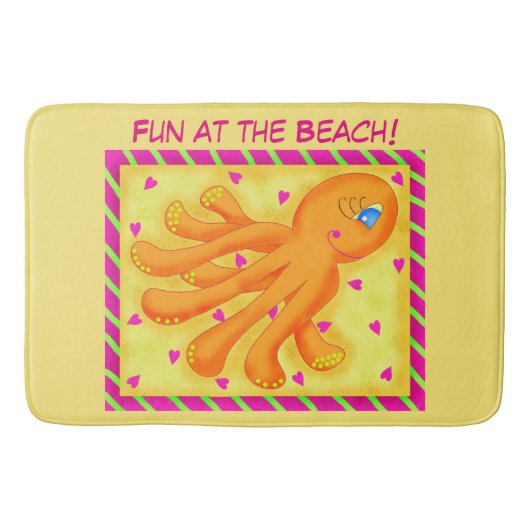 Fun bij Beach Whimsy Octopus Yellow Oranje Badmat (Voorkant)