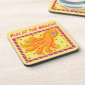 Fun bij Beach Whimsy Octopus Yellow Oranje Bier Onderzetter (Linkerzijde)
