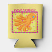 Fun bij Beach Whimsy Octopus Yellow Oranje Blikjeskoeler (Voorkant)