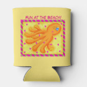 Fun bij Beach Whimsy Octopus Yellow Oranje Blikjeskoeler (Achterkant)