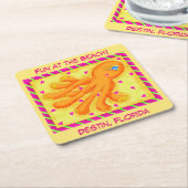 Fun bij Beach Whimsy Octopus Yellow Oranje Kartonnen Onderzetters (Schuin)