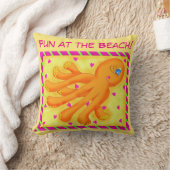 Fun bij Beach Whimsy Octopus Yellow Oranje Kussen (Deken)