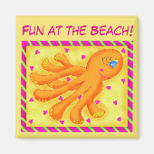 Fun bij Beach Whimsy Octopus Yellow Oranje Magneet (Voorkant)