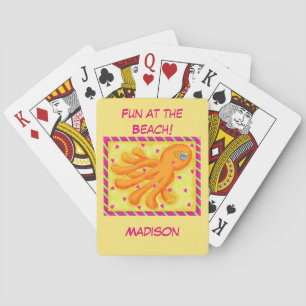 Fun bij Beach Whimsy Octopus Yellow Oranje Pokerkaarten