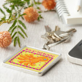 Fun bij Beach Whimsy Octopus Yellow Oranje Sleutelhanger (Zijkant)