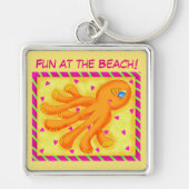 Fun bij Beach Whimsy Octopus Yellow Oranje Sleutelhanger (Voorkant)