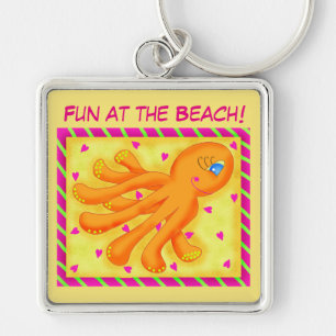 Fun bij Beach Whimsy Octopus Yellow Oranje Sleutelhanger