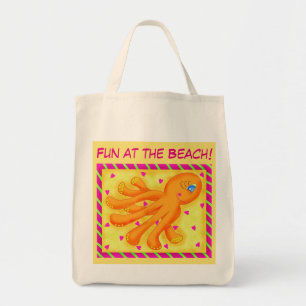 Fun bij Beach Whimsy Octopus Yellow Oranje Tote Bag
