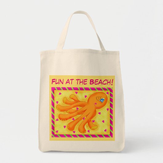 Fun bij Beach Whimsy Octopus Yellow Oranje Tote Bag (Voorkant)