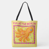 Fun bij Beach Whimsy Octopus Yellow Oranje Tote Bag (Achterkant)