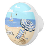 Fun bij de Beach Blue Aqua Waterverf Scene Keramische Knop (Rechts)