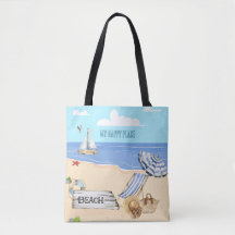 Fun bij de Beach Blue Aqua Waterverf Scene