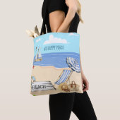 Fun bij de Beach Blue Aqua Waterverf Scene Tote Bag