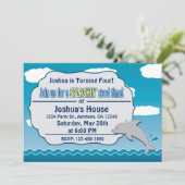 Fun bij uitnodiging voor Zee Dolphin Birthday (Staand voorkant)