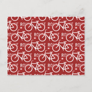 Fun Bike Route Fixie Bicycle Patroonrood Briefkaart