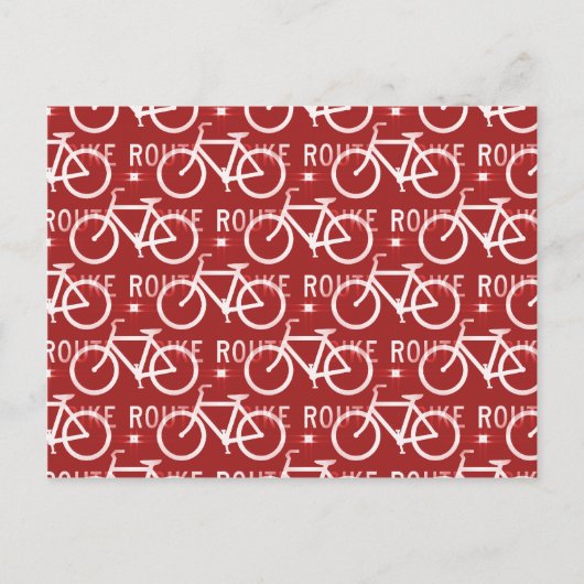 Fun Bike Route Fixie Bicycle Patroonrood Briefkaart (Voorkant)