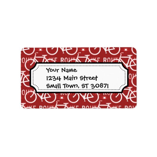 Fun Bike Route Fixie Bicycle Patroonrood Etiket (Voorkant)