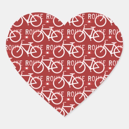 Fun Bike Route Fixie Bicycle Patroonrood Hart Sticker (Voorkant)