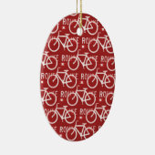 Fun Bike Route Fixie Bicycle Patroonrood Keramisch Ornament (Rechts)