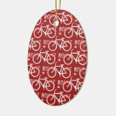 Fun Bike Route Fixie Bicycle Patroonrood Keramisch Ornament (Links)