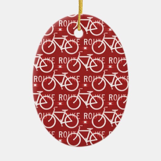 Fun Bike Route Fixie Bicycle Patroonrood Keramisch Ornament (Voorkant)