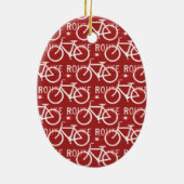 Fun Bike Route Fixie Bicycle Patroonrood Keramisch Ornament (Achterkant)