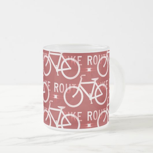 Fun Bike Route Fixie Bicycle Patroonrood Matglas Koffiemok (Voorkant rechts)