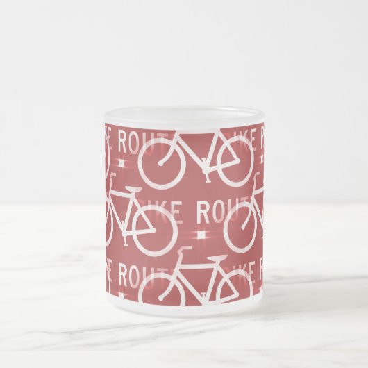 Fun Bike Route Fixie Bicycle Patroonrood Matglas Koffiemok (Center)