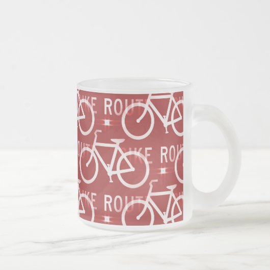 Fun Bike Route Fixie Bicycle Patroonrood Matglas Koffiemok (Rechts)