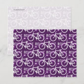 Fun Bike Route Fixie Bike Cyclist Pattern Paars Briefkaart (Voorkant / Achterkant)