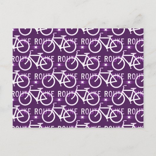 Fun Bike Route Fixie Bike Cyclist Pattern Paars Briefkaart (Voorkant)