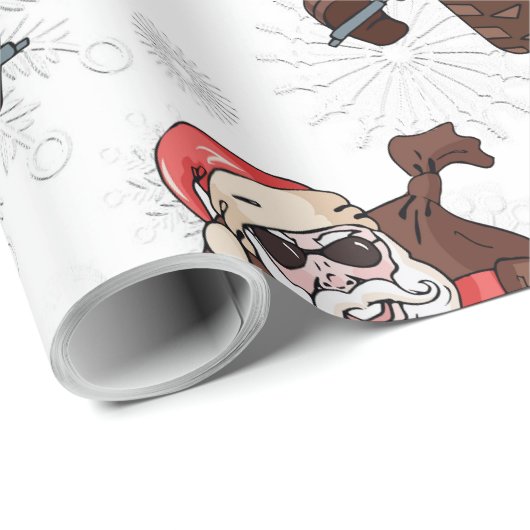 Fun Biker Santa Snowflake Cadeaupapier (Rol Hoek)
