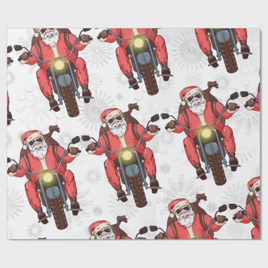 Fun Biker Santa Snowflake Cadeaupapier (Vlak)