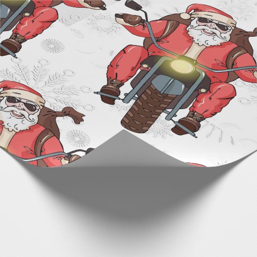 Fun Biker Santa Snowflake Cadeaupapier (Hoek)