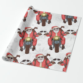Fun Biker Santa Snowflake Cadeaupapier
