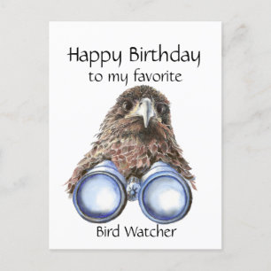 Fun Bird Watcher Birthday Pun Hawk Binocles Briefkaart