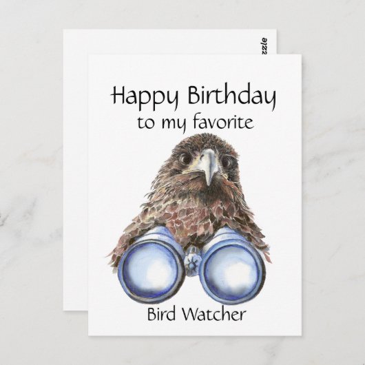 Fun Bird Watcher Birthday Pun Hawk Binocles Briefkaart (Voorkant / Achterkant)