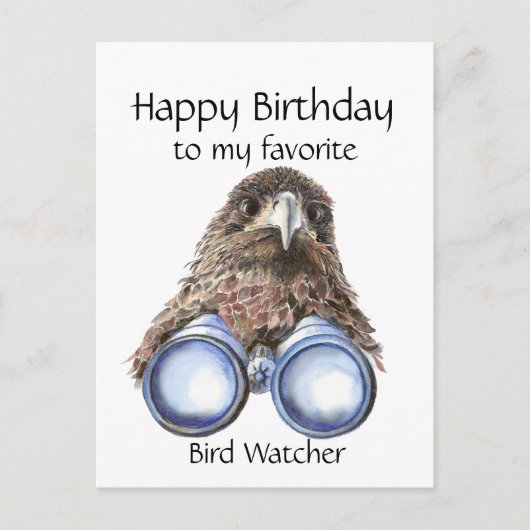 Fun Bird Watcher Birthday Pun Hawk Binocles Briefkaart (Voorkant)
