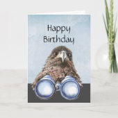Fun Bird Watcher Birthday Pun Hawk Binocles Feestdagen Kaart (Voorkant)