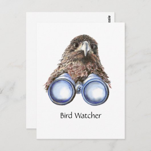 Fun Bird Watting Quote Pun Hawk Binocles Postca Briefkaart (Voorkant / Achterkant)