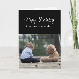 Fun Birthday Awesome Brother Cute Teddy Bear Kaart