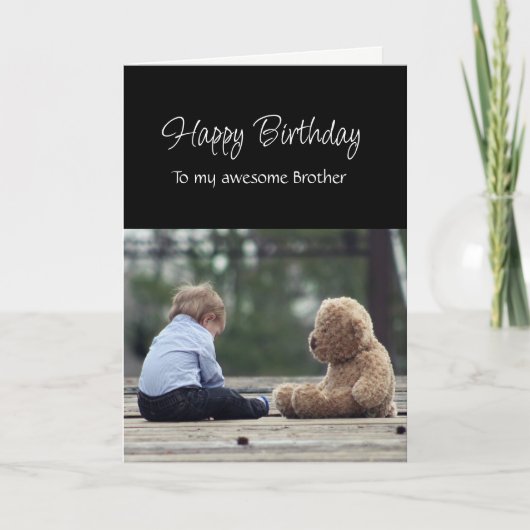 Fun Birthday Awesome Brother Cute Teddy Bear Kaart (Voorkant)