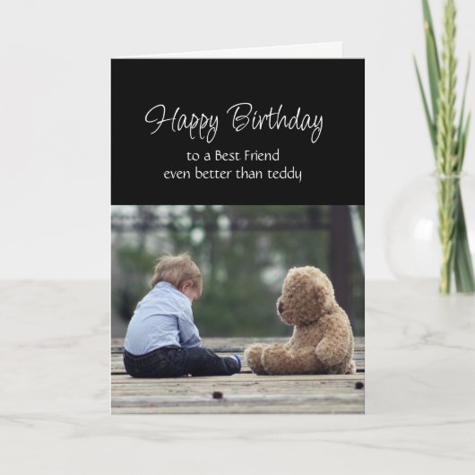 Fun Birthday Best Friend Cute Teddy Bear Kaart (Voorkant)