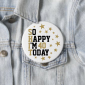 Fun Birthday Black And Gold Stars Customized Age Ronde Button 4,0 Cm (In situ)