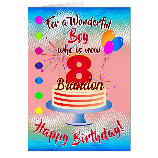 FUN BIRTHDAY BOY - BLUE / RED PERSONALIZED (Voorkant)
