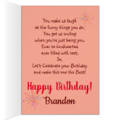 FUN BIRTHDAY BOY - BLUE / RED PERSONALIZED (Binnen (Rechts))