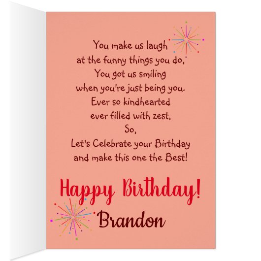 FUN BIRTHDAY BOY - BLUE / RED PERSONALIZED (Binnen (Rechts))