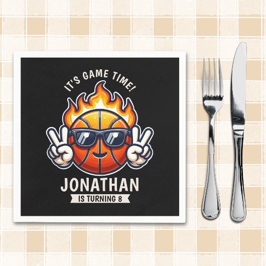 Fun Birthday Boy with Basketball Theme Servet