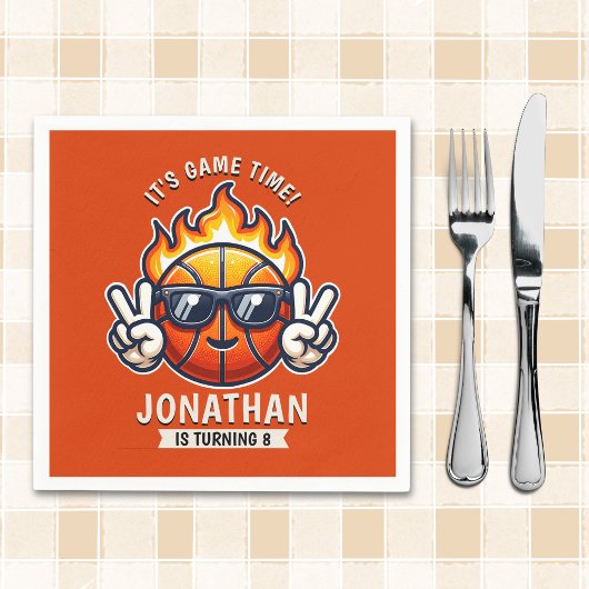 Fun Birthday Boy with Basketball Theme Servet