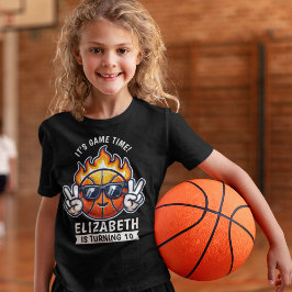 Fun Birthday Boy with Basketball Theme T-shirt
